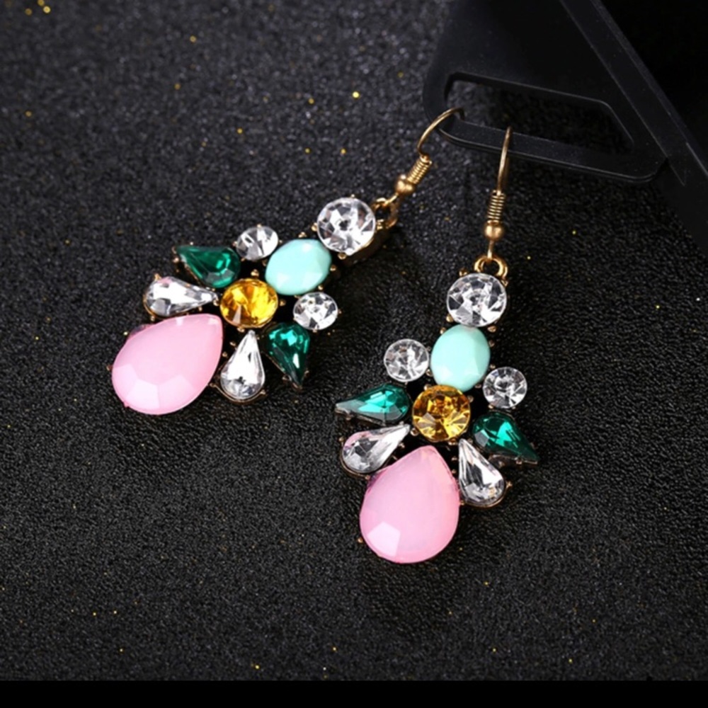 Pink and green earrings